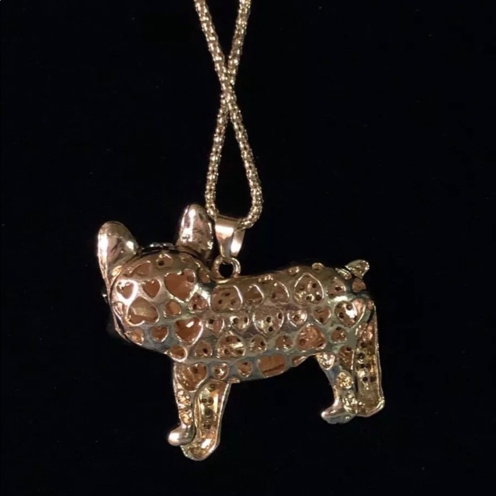 Betsey Johnson Bull Dog Pink Crystal 28” Necklace - Picture 8 of 8